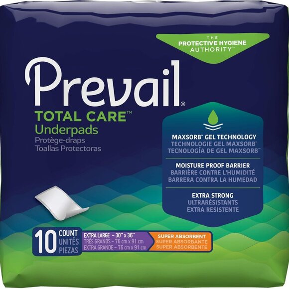 2x Prevail Total Care Disposable Underpads (30"X36") 10 Pads Extra Large Maxsorb - Picture 1 of 1